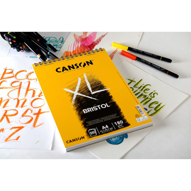 Canson -  Bristolpapier  xl 50vel 180gr a4 extra wit | 5 stuks