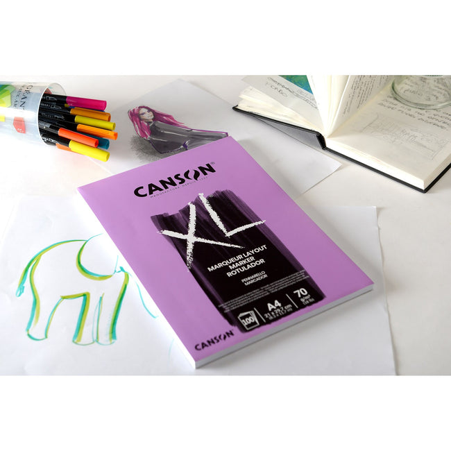 Canson -  Markerpapier  xl marker 70gr a4 extra wit