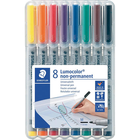 Staedtler - Lumocolor 315, OHP-Marker, nicht permanent, 1,0 mm, Schachtel mit 8 Stück in verschiedenen Farben