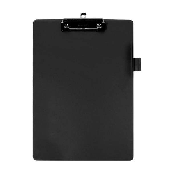Quantore - Klemmbrett A4 stehend aus PVC schwarz mit 100-mm-Klemme + Stiftschlaufe