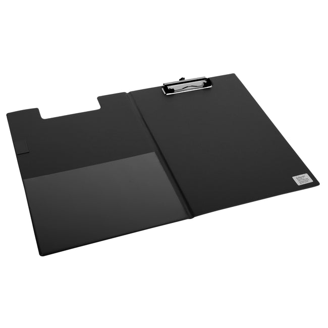 Quantore - Klemmbrettmappe A4 vertikal PVC schwarz mit 100mm Klemme + Stiftschlaufe | 12 Stück