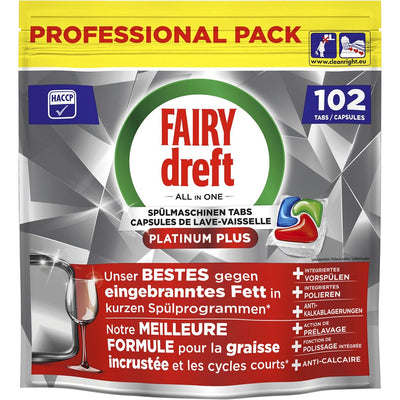 Dreft -  Pro Platinum Plus vaatwastabletten, Regular, pak van 102 capsules