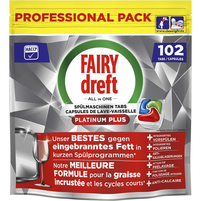 Dreft -  Pro Platinum Plus vaatwastabletten, Regular, pak van 102 capsules