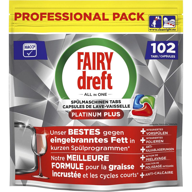 Dreft -  Pro Platinum Plus vaatwastabletten, Regular, pak van 102 capsules
