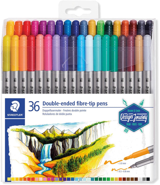 Staedtler - Farbmarker 3200 Doppelspitze feines und ultrafeines Gehäuse mit 36 ​​Farben