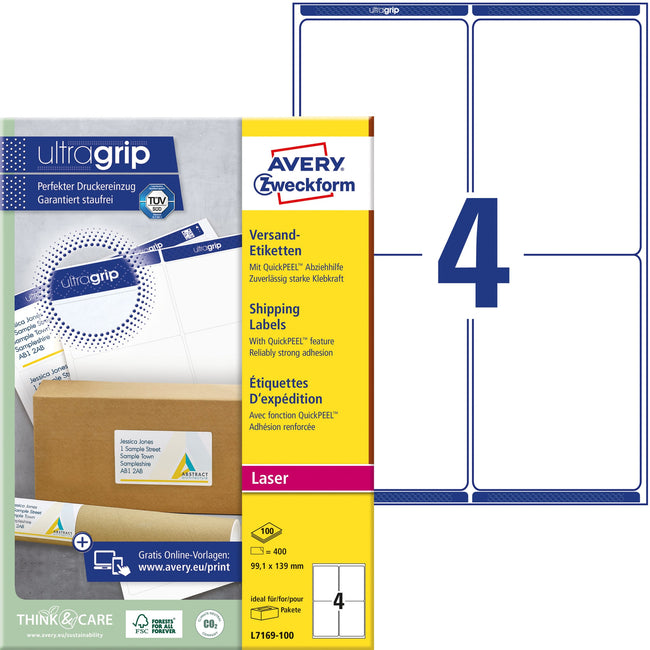 Avery -  Etiket  l7169-100 99.1x139mm 400st | 5 stuks