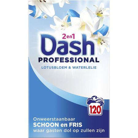 Dash -  h Professional 2 in 1 Formula Lotusbloem Waterlelie waspoeder, doos van 6,6 kg, 120 wasbeurten