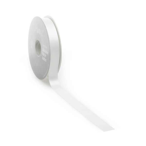 Satinband PREMIUM Double Face 16 mm x 25 Meter Bambus / gebrochenes Weiß