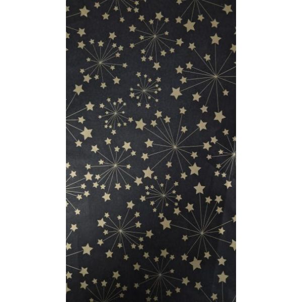 Seidenpapier aus Seide, 50 x 75 cm, 22 g, 100 Blatt, schwarz mit goldenen Sternen