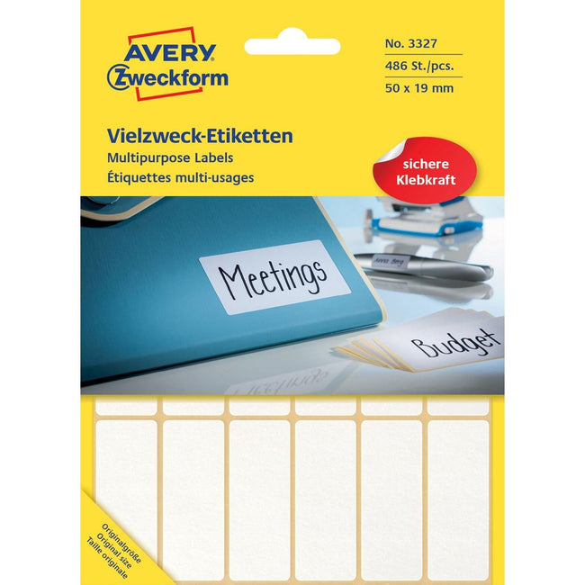 Avery Zweckform - Zweckform 3327 Universaletiketten ft 50 x 19 mm (B x H), 486 Etiketten, weiß