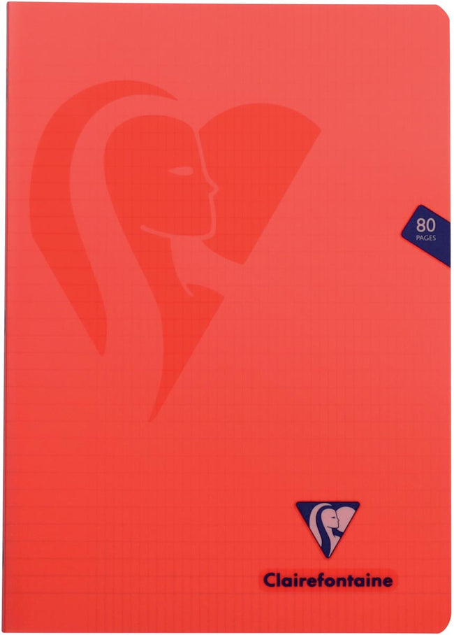Clairefontaine -  schrift mimesys voor ft A4, 80 bladzijden, kaft in PP, geruit 4 x 8, geassorteerde kleuren