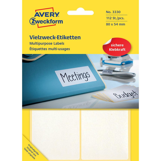 Avery Zweckform - Zweckform 3330 Universaletiketten ft 80 x 54 mm (B x H), 112 Etiketten, weiß