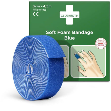 Cederroth - selbstklebende Schaumstoffbinde, blau, 6 cm x 4,5 m