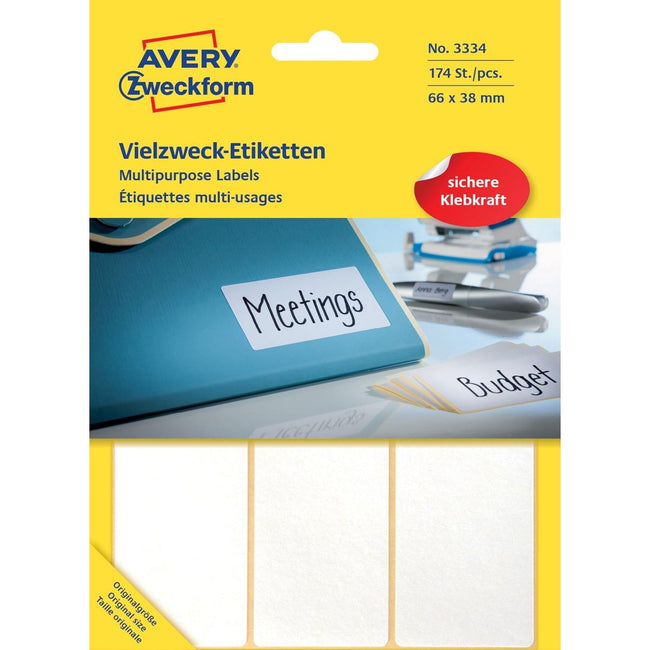 Avery Zweckform - Zweckform 3334 Universaletiketten ft 66 x 38 mm (B x H), 174 Etiketten, weiß