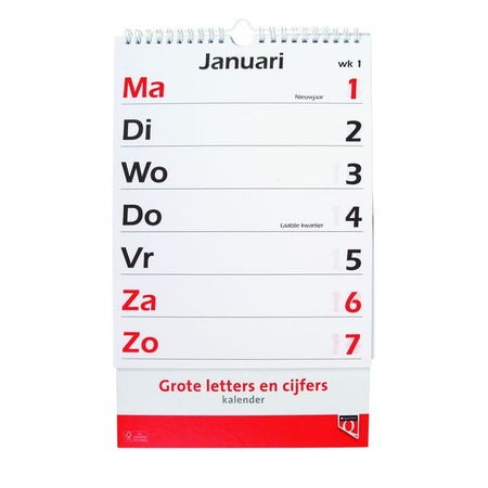 Quantore - Kalender 2026 mit großen Buchstaben und Zahlen | 10 Stück