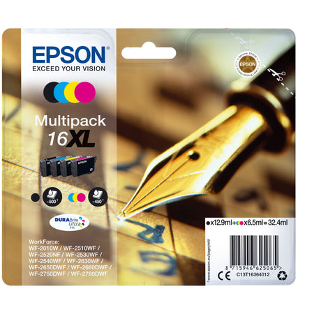 Epson - Tintenpatrone 16XL T1636 Schwarz + 3 Farben