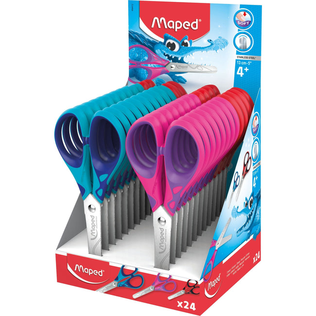 Maped – Scissors Essentials Soft 13 cm Display mit 24 sortierten Teilen