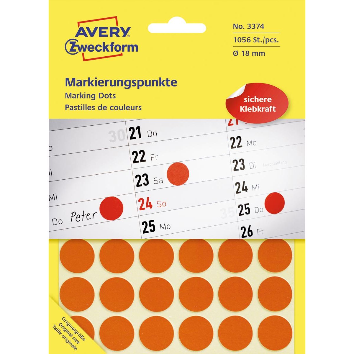 Avery Zweckform - Runde Etiketten Durchmesser 18 mm, rot, 1.056 Stück