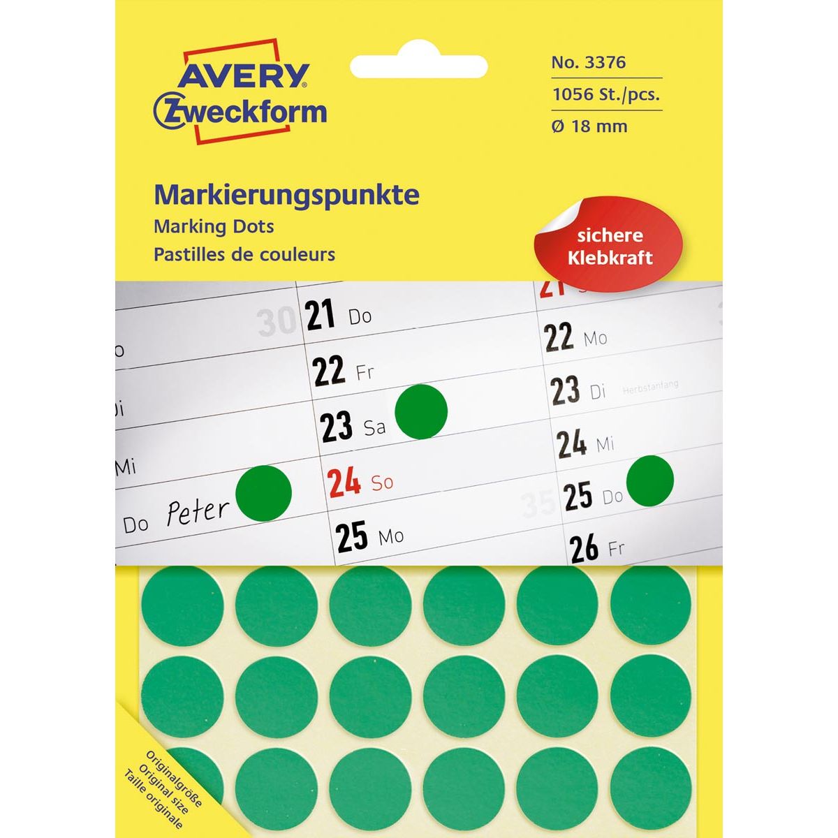 Avery Zweckform - Runde Etiketten Ø 18 mm, grün, 1.056 Stück