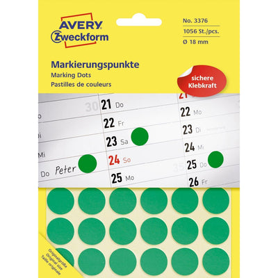Avery Zweckform - Runde Etiketten Ø 18 mm, grün, 1.056 Stück