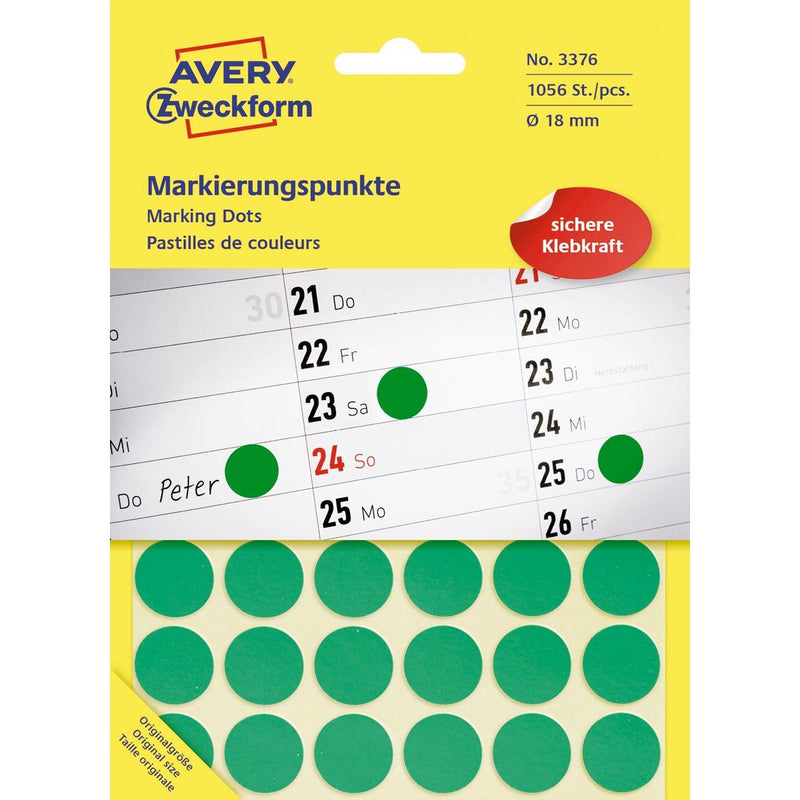 Avery Zweckform - Runde Etiketten Ø 18 mm, grün, 1.056 Stück
