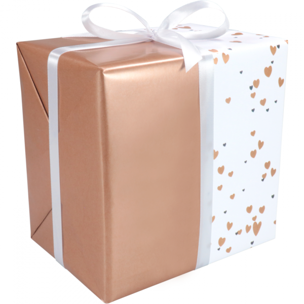 Klika - Geschenkpapier 30cm 100m 80gr/m Weiß mit Herzen bronze