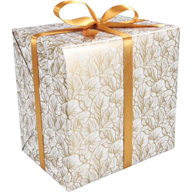 Klika - Geschenkpapier | 200m | 80gr/m² | Blätter | weiß/gold