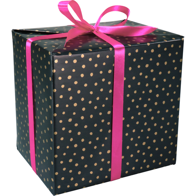 PareKooper - Geschenkpapierparty Punkte SW/GD 30cmx200m