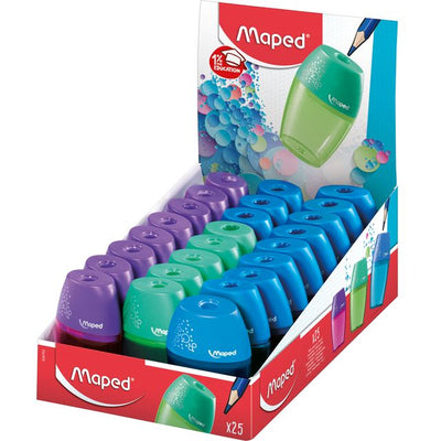 Maped - Bleistiftspitzer Shaker 1-Loch-Display mit 25 Stück sortiert