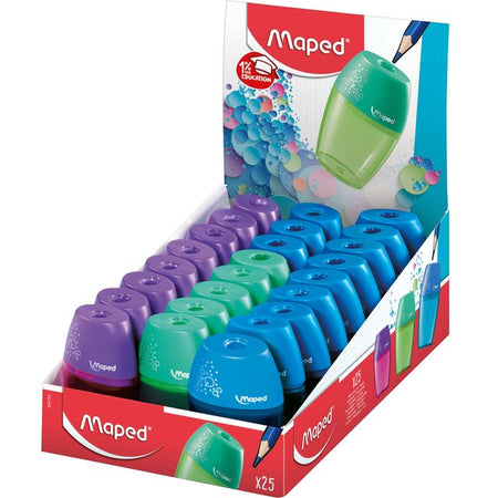 Maped - Bleistiftspitzer Shaker 1-Loch-Display mit 25 Stück sortiert