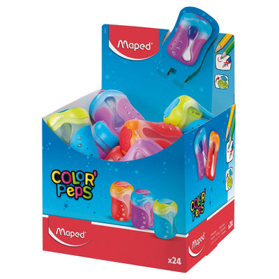 Maped - Bleistiftspitzer Color'Peps 2-Loch-Display mit 24 Stück sortiert