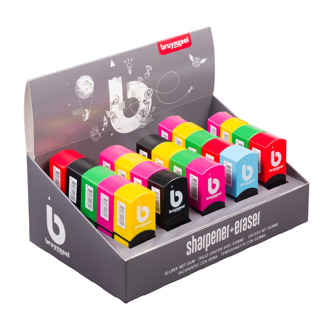 Bruynzeel - Bleistiftspitzer/Radiergummi für Teenager, sortiert