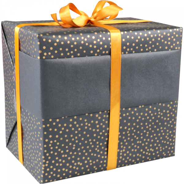 Klika - Geschenkpapier | 50cm | 200m | 65gr/m² | Punkte | schwarz/gold