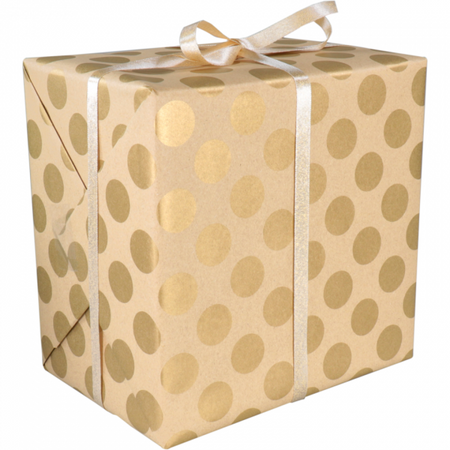 Klika - Geschenkpapier | 50cm | 200m | 65gr/m² | Punkte | Gold