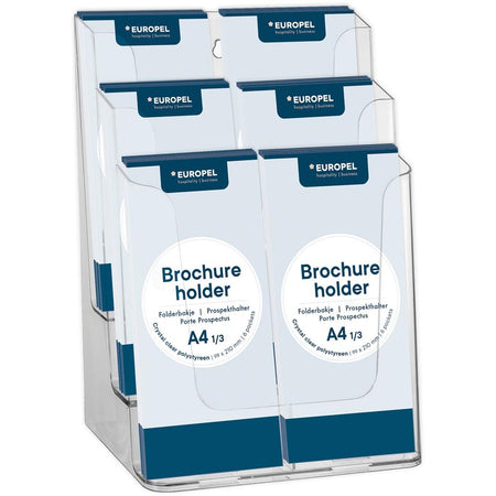 Europel - Prospekthalter Peel 6 Fächer 1/3 A4 transparent
