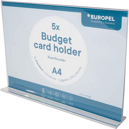 Europel -  pel folderhouder , met T-voet, ft A4, liggend, pak van 5 stuks