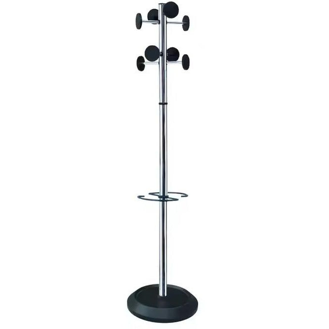 Ohne Marke - Garderobenständer mit Schirmhalter, 8 Haken, schwarz