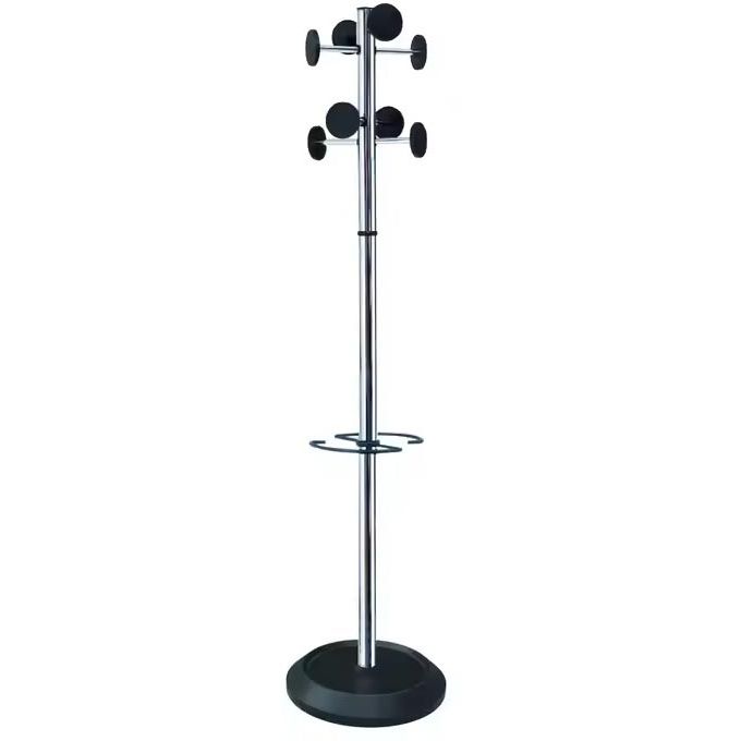 Ohne Marke - Garderobenständer mit Schirmhalter, 8 Haken, schwarz