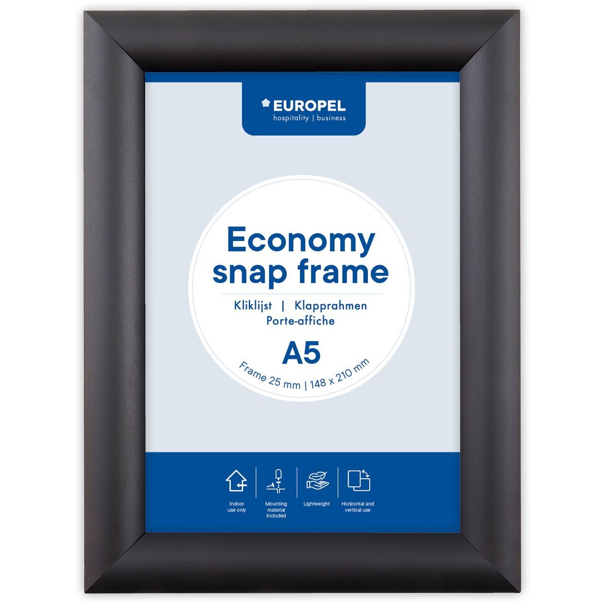 Europel - pel Klickrahmen Economy, Rahmen 25 mm, ft A5, schwarz