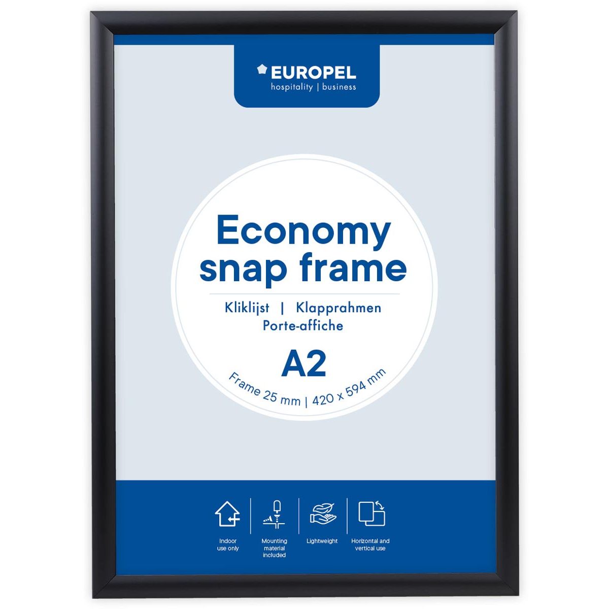 Europel - pel Klickrahmen Economy, Rahmen 25 mm, ft A2, schwarz