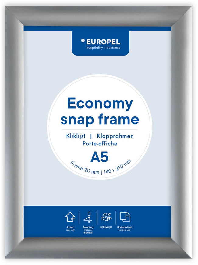 Europel - Klapprahmenhülle Economy A5 silber