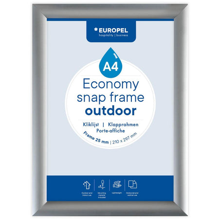 Europel -  pel clicklijst Economy, waterdicht, 25 mm, ft A4, zilver