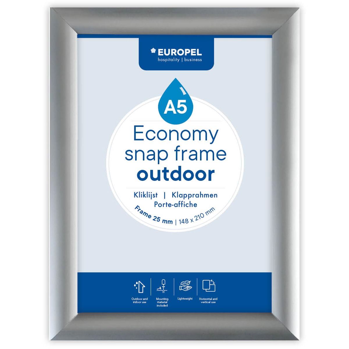 Europel -  pel clicklijst Economy, waterdicht, 25 mm, ft A5, zilver