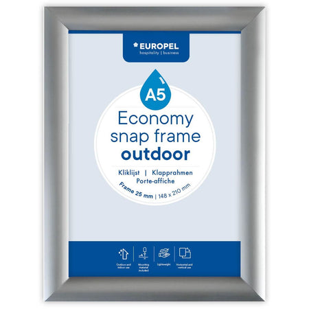 Europel -  pel clicklijst Economy, waterdicht, 25 mm, ft A5, zilver