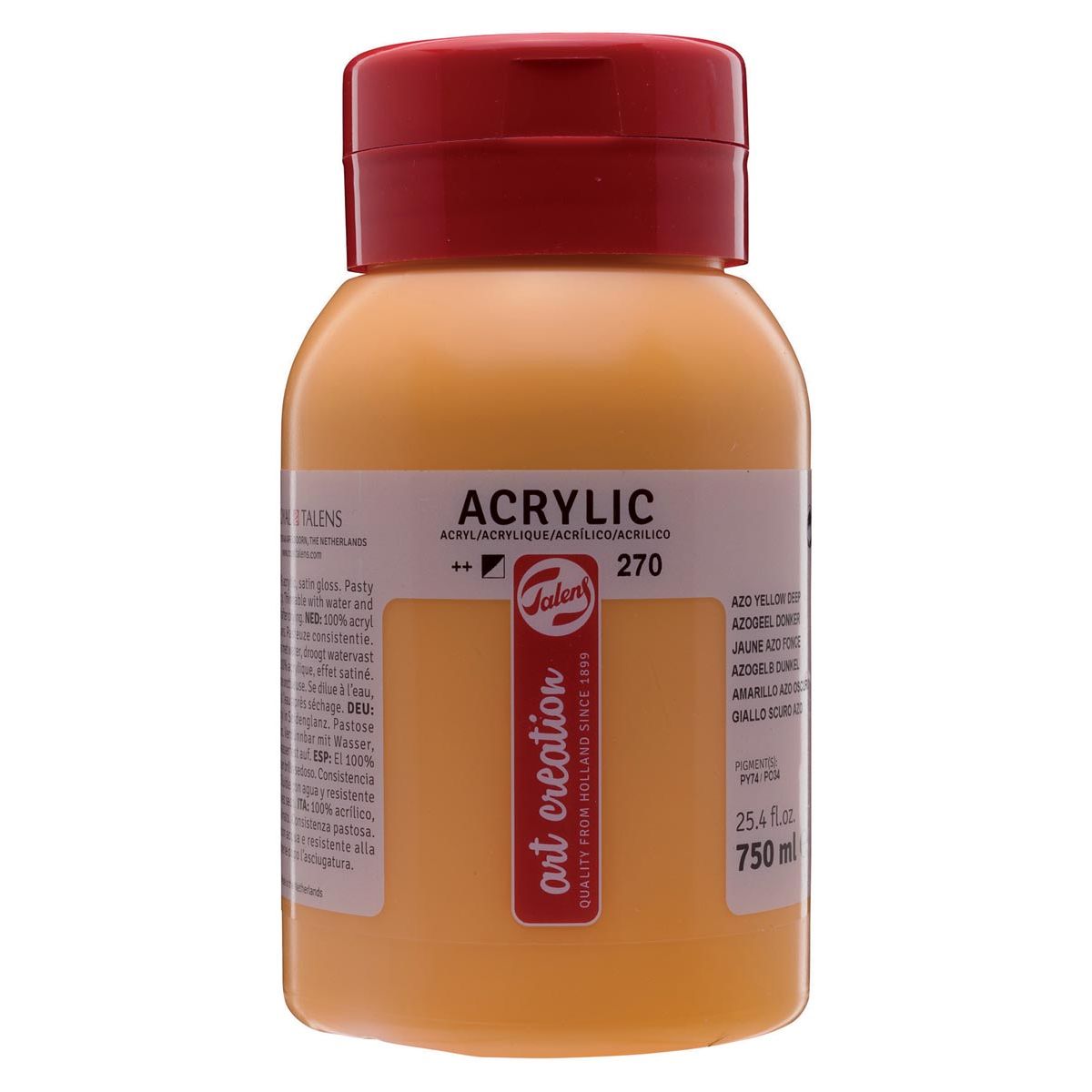 Talens Art Creation – Art Creation Acrylfarbe, Flasche mit 750 ml, dunkles Azogelb