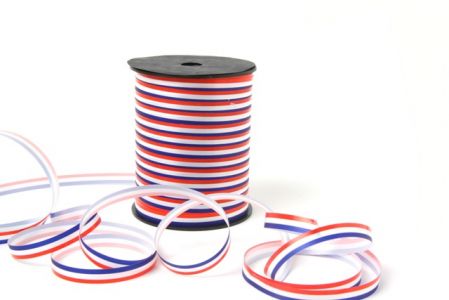 Curly Ribbon 10 mm x 250 Meter Farbe rot-weiß-blau