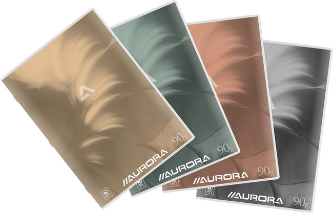 Aurora – Bericht Writing 90, geheftet, kariert 5 mm + blauer Rand, 72 Seiten, ft 21 x 29,7 cm