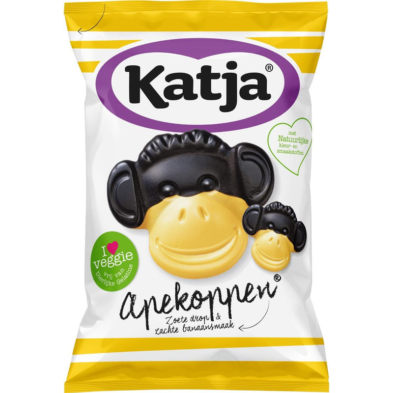 Katja - Monkey Heads Bonbon, süßer Lakritz- und Bananengeschmack, Beutel mit 255 g