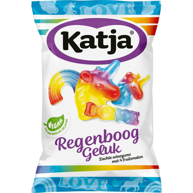 Katja - Rainbow Happiness Bonbon, weiches Weingummi mit 4 Fruchtgeschmacksrichtungen, Beutel à 250 g