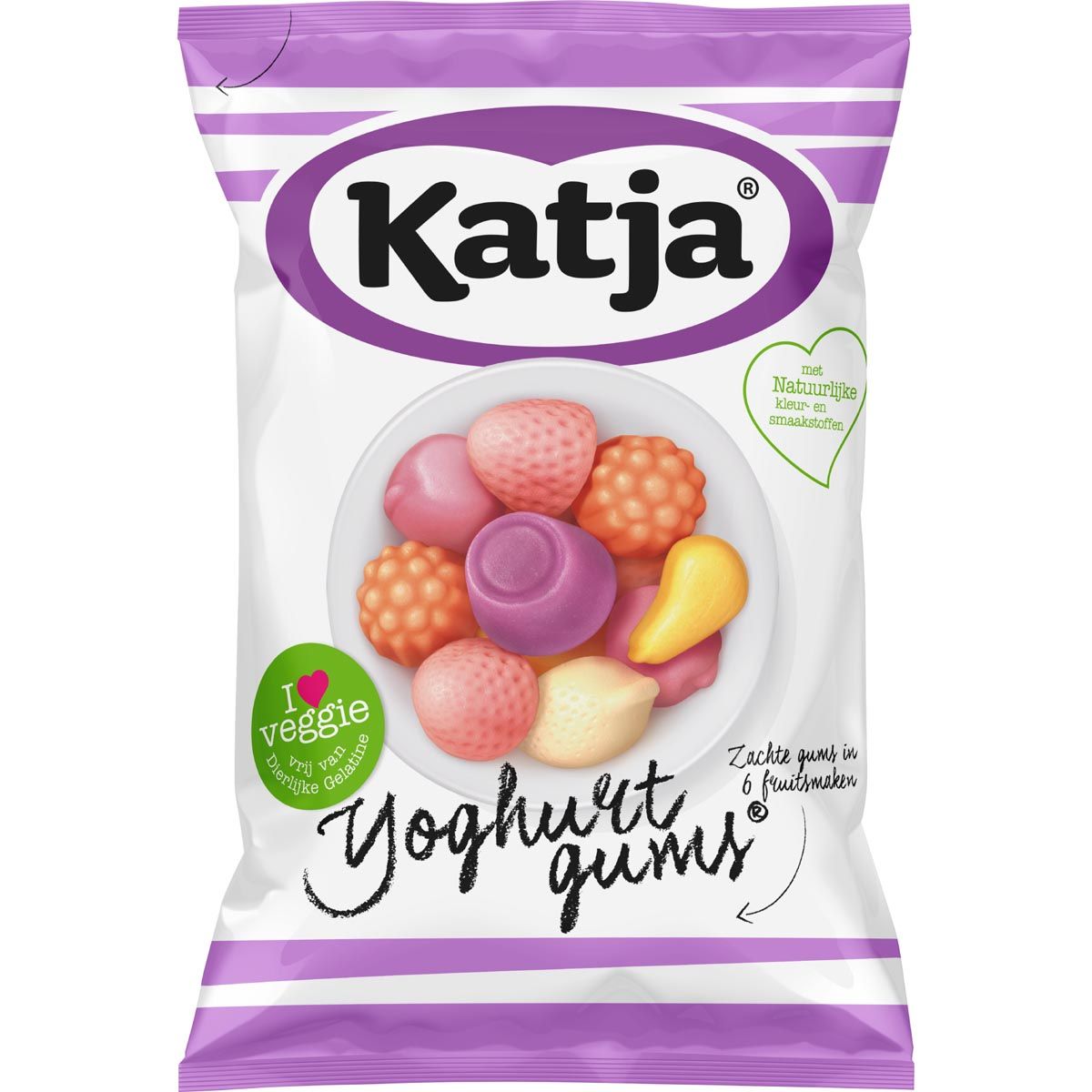 Katja - Joghurt-Gummi-Bonbons, weiche Gummis in 6 Fruchtgeschmacksrichtungen, Beutel à 295 g